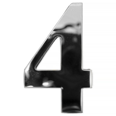 UAP 3" Mirror Polished Stainless Steel House Number 4 - Self Adhesive