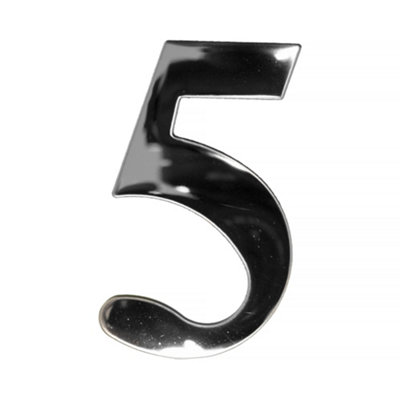 UAP 3" Mirror Polished Stainless Steel House Number 5 - Self Adhesive