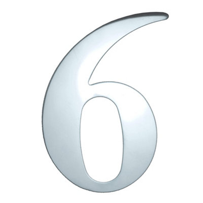 UAP 3" Mirror Polished Stainless Steel House Number 6 - Self Adhesive