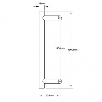 UAP 316 Stainless Steel Offset Door Pull Handle 1800 x 38mm Satin Finish for Internal and External Doors