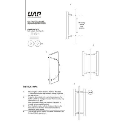 UAP 316 Stainless Steel Offset Door Pull Handle 1800 x 38mm Satin Finish for Internal and External Doors