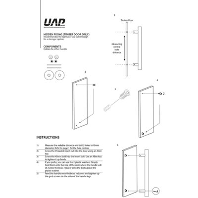UAP 316 Stainless Steel Offset Door Pull Handle 1800 x 38mm Satin Finish for Internal and External Doors