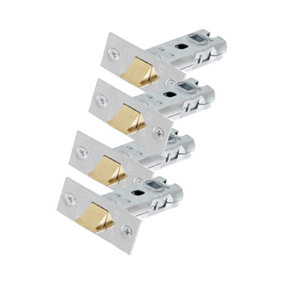 UAP 4 Sets 65mm Tubular Latch Square - Door Latches - Internal Doors Square Corners - Mortice Latch - 65mm - Polished Stainless