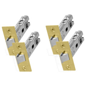 UAP 4 Sets 65mm Tubular Latch Square - Door Latches - Internal Doors Square Forend - Mortice Latch - 65mm - Electro Brassed