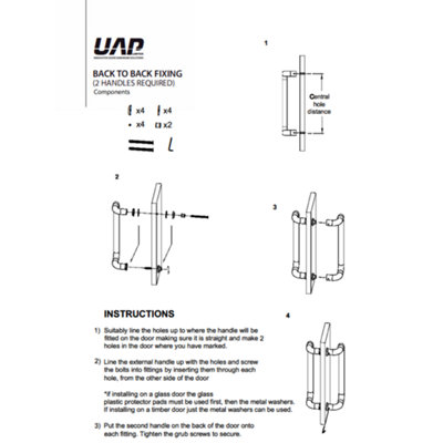 UAP D Shaped Door Pull Handle Pair in 316 Stainless Steel 600mm for ...