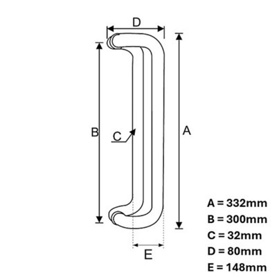 UAP D Shaped Door Pull Handle Pair in 316 Stainless Steel for External ...