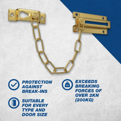 UAP Door Chain - Sliding Door Chain for Front Door - Security Door Lock Safety Chain - Polished Brass