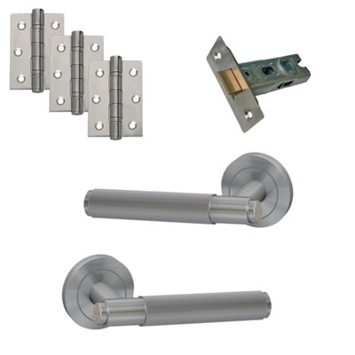 UAP Door Handle - Pair - Lever on Rose - Developer Knurled - Latch Pack - Complete Set - Chrome Finish