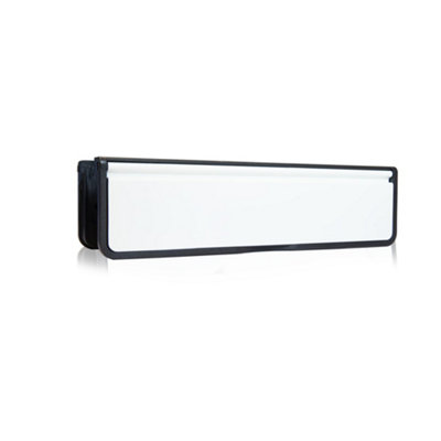 UAP Doormaster 10" Letterplate Letterbox for uPVC, Composite and Wooden 40-80mm Doors - Black Frame - White Flap