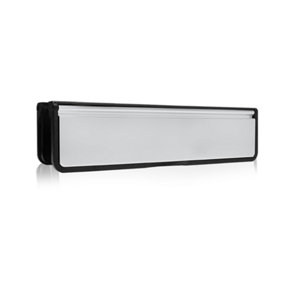UAP Doormaster 12" Letterplate Letterbox for uPVC, Composite and Wooden 20-40mm Doors - Black Frame - Silver Anodised Flap