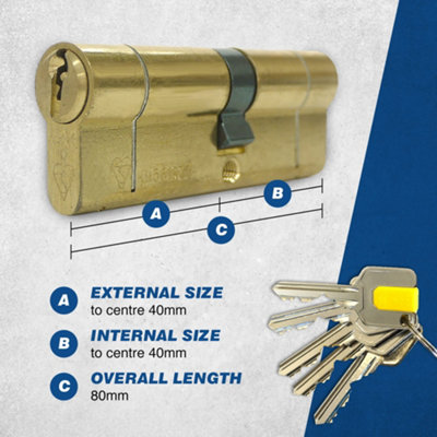 UAP+ Euro Cylinder Lock - 1 Star Kitemarked Euro Lock Cylinder - Suitable for All Door Types - 80mm - 40/40 - Brass