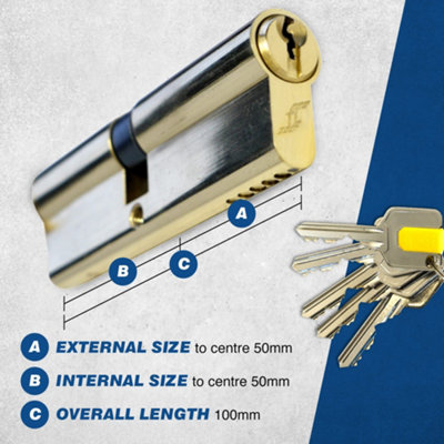 UAP Euro Cylinder Lock - TL Budget Euro Lock Cylinder - Suitable for All Doors - 100mm - 50/50 - Brass