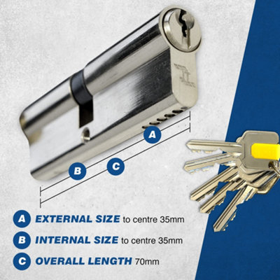 UAP Euro Cylinder Lock - TL Budget Euro Lock Cylinder - Suitable for All Doors - 70mm - 35/35 - Nickel