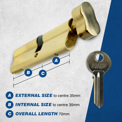 UAP Euro Cylinder Lock - TL Thumb Turn Budget Euro Lock Cylinder - Suitable for All Doors - 90mm - 45/45 - Brass