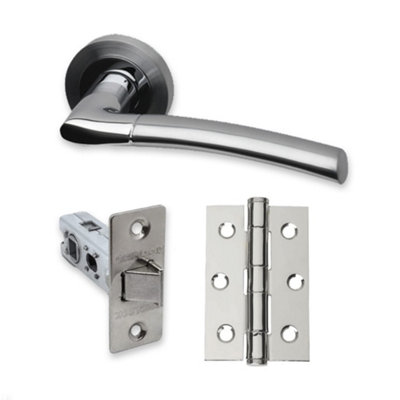 UAP Falcon - Door Handle Pack with Hinges and Latch - Polished Chrome/Satin Nickel Price Comparisons | Compare The Build