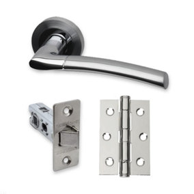 UAP Falcon - Door Handle Pack with Hinges and Latch - Polished Chrome/Satin Nickel
