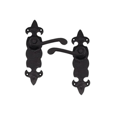UAP Fleur-De-Lis Lever Latch Door Handle - Black Finish (Pair)
