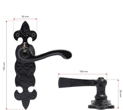 UAP Fleur-De-Lis Lever Latch Door Handle - Black Finish (Pair)