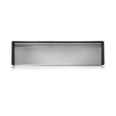 UAP Framaster 12" Letterplate Letterbox for uPVC, Composite and Wooden 40-80mm Doors Black Frame - Satin Stainless Flap