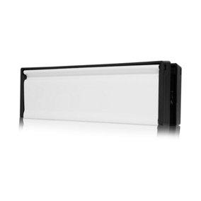 UAP Framemaster 12" Letterbox Letterplate - Premium Secure Letter Box 40-80mm - Black Frame - White Flap