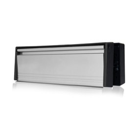 UAP Framemaster 12" Letterplate Letterbox for uPVC, Wooden and Composite 20-40mm Doors - Black Frame - Polished Silver Flap
