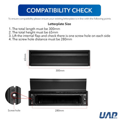 UAP Framemaster 12" Letterplate Letterbox for Wooden, Composite and uPVC 40-80mm Doors - Black