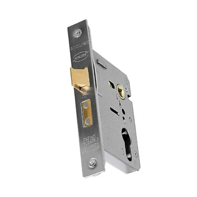 UAP Gridlock Euro Sash Lock Case - 65mm Backset - Satin Stainless Steel - Light Duty Euro Cylinder Lock