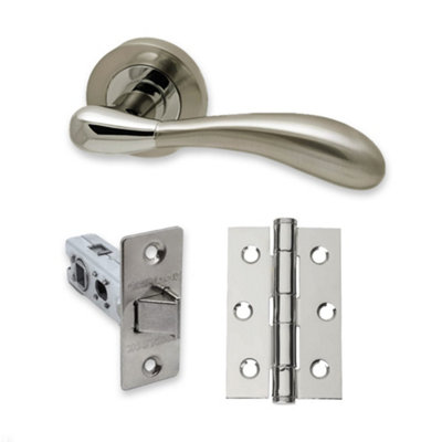 UAP Hornet - Door Handle Pack with Hinges and Latch - Polished Chrome/Satin Nickel