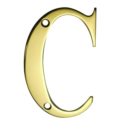 UAP House Letter - C - PVD Gold - 3 Inch - Stainless Steel - Screw Fix