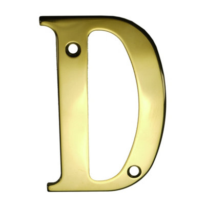 UAP House Letter - D - Stainless Steel - Screw Fix - PVD Gold - 3 Inch