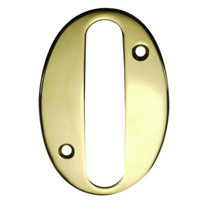 UAP House Number - 0 - PVD Gold - Stainless Steel - Screw Fix - 3 Inch