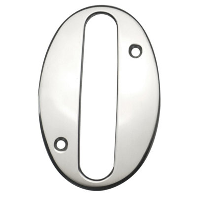 UAP House Number - 0 - Stainless Steel - Screw Fix - Mirror Polished - 3 Inch