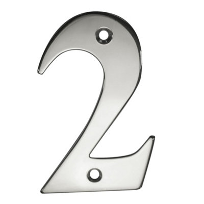 UAP House Number - 2 - Stainless Steel - Screw Fix - Mirror Polished - 3 Inch