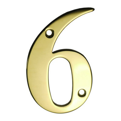 UAP House Number - 6 - Stainless Steel - Screw Fix - PVD Gold - 3 Inch