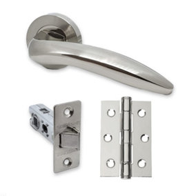 UAP Lancer - Door Handle Pack with Hinges and Latch - Polished Chrome/Satin Nickel
