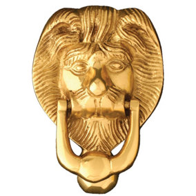 UAP Lion Head Door Knocker - 4-inch - Polished Brass