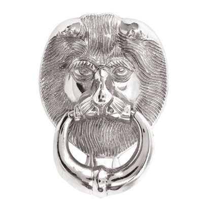 UAP Lion Head Door Knocker - 5-inch - Polished Chrome