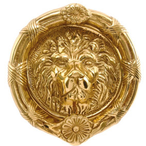 UAP Lion Head Doorbell - 6-inch Door - Front Door - Polished Brass