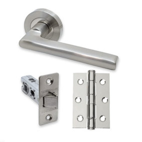 UAP Matiz - Door Handle Pack with Hinges and Latch - Polished Chrome/Satin Nickel