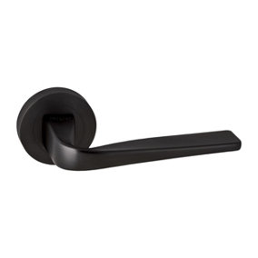 UAP ORO & ORO - Forma Lever - Round Rose Black Door Handle for Internal Doors - Easy Installation with Bolt-Through Fixing