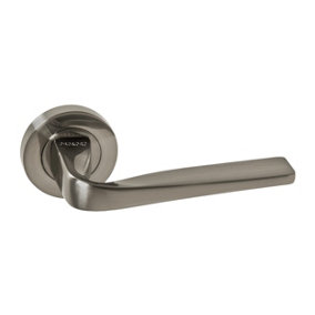 UAP ORO & ORO - Forma Lever - Round Rose Satin Nickel Door Handle for Internal - Doors Easy Installation with Bolt-Through Fixing