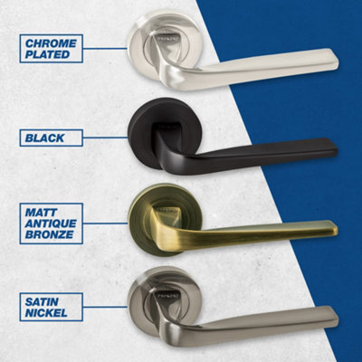 UAP ORO & ORO - Forma Lever - Round Rose Satin Nickel Door Handle for Internal - Doors Easy Installation with Bolt-Through Fixing