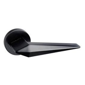 UAP ORO & ORO - Matrix Lever - Round Rose Black Door Handle for Internal Doors - Easy Installation with Bolt-Through Fixing