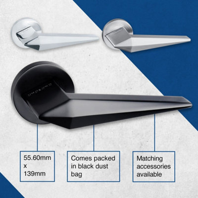UAP ORO & ORO - Matrix Lever - Round Rose Black Door Handle for Internal Doors - Easy Installation with Bolt-Through Fixing