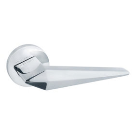 UAP ORO & ORO - Matrix Lever - Round Rose Chrome Door Handle for Internal Doors - Easy Installation with Bolt-Through Fixing