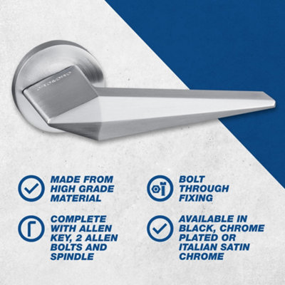 UAP ORO & ORO - Matrix Lever - Round Rose Chrome Door Handle for Internal Doors - Easy Installation with Bolt-Through Fixing