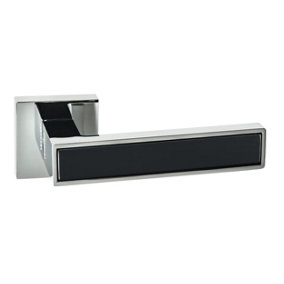 UAP ORO & ORO - Prestige Lever on Square Rose - Chrome Plated & Black Door Handle for Internal Doors
