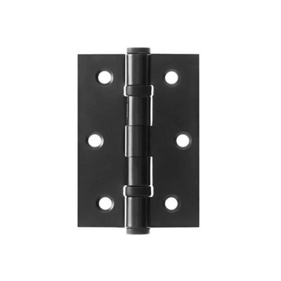 UAP Pack of 2 Door Hinges - 3 Inch - 75x50mm - Mild Steel Ball Bearing Butt - Square Corners - Internal Door - Matt Satin Black