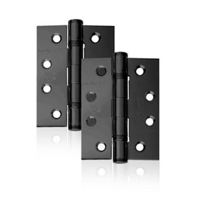 UAP Pack of 2 Door Hinges - 4 Inch - 100x75mm - Mild Steel Ball Bearing Butt - Square Corners - Internal Door - Black