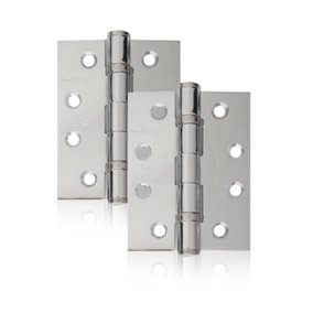 UAP Pack of 2 Door Hinges - 4 Inch - 100x75mm - Mild Steel Ball Bearing Butt - Square Corners - Internal Door - Polished Chrome